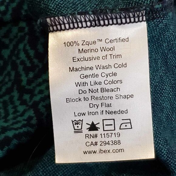 Ibex Dress Blue Green Womens Size XS Printed Long Sleeve Merino Wool Cowl Neck - Picture 6 of 9